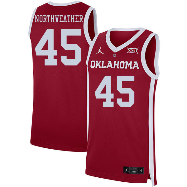 Oklahoma Sooners #45 Luke Northweather College Basketball Jerseys Stitched Sale-Crimson